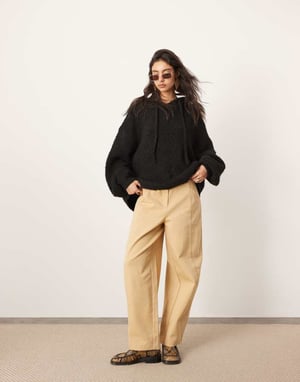 ASOS EDITION boucléstickad oversized hoodie i svart