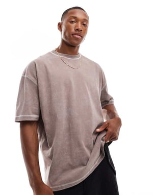 ASOS DESIGN oversized t-shirt i tvättad brunt med street-backprint