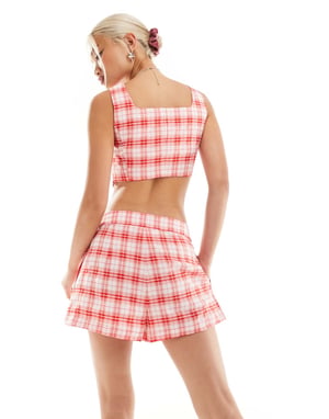 Something New X Chloe Frater kjol co-ord i röd rutigt
