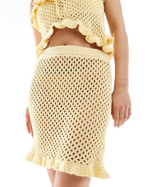 ASOS DESIGN virkad minikjol med volang i citron