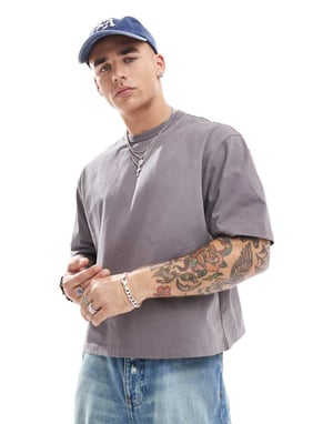 ASOS DESIGN avslappnad boxy t-shirt med halvärm i kolgrått