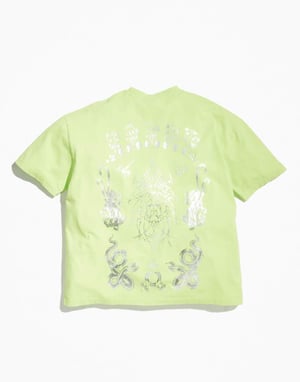 ASOS DESIGN PRIDE könlös oversized t-shirt i neongrön med tryck på ryggen