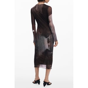 Printed Long Sleeve Midi Dress