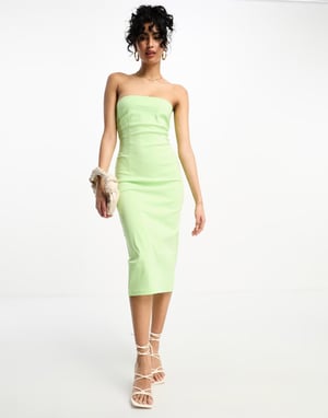 NA-KD x Josefine HJ strukturerad bandeau midi-klänning i grön