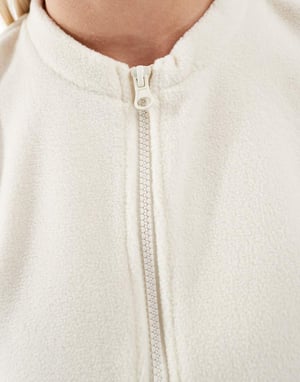 Mamalicious gravid zip-fram fleece med breda ärmar i krämfärgad