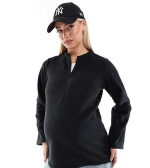 Mamalicious graviditet zip front fleece med vida ärmar i svart