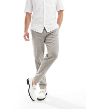 ASOS DESIGN smart tapered fit ullmixbyxor i grått