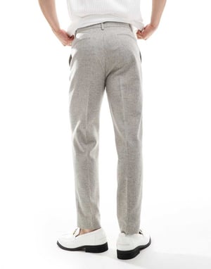 ASOS DESIGN smart tapered fit ullmixbyxor i grått