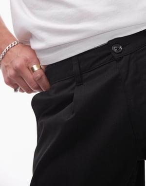 Topman svarta byxor med dubbelveck och smal passform