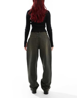 COLLUSION X001 antifit jeans med diamanta i brunt - BRUN