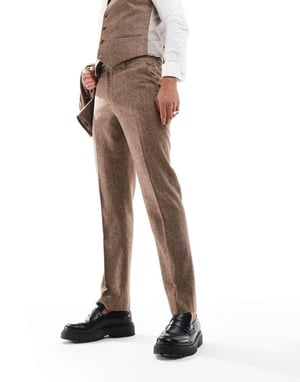 ASOS DESIGN slim ullblandning kostymbyxor i brunt