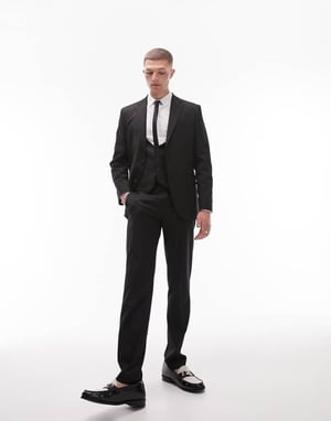 Topman Premium ullstretch slimbyxa i svart