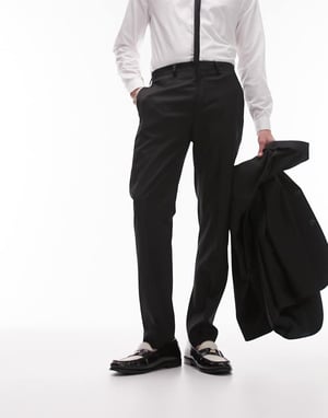Topman Premium ullstretch slimbyxa i svart
