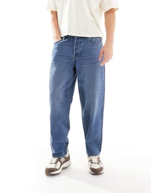 ONLY & SONS baggy fit jeans i medelblå tvätt