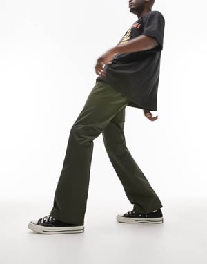 Topman raka flarebyxor i khaki