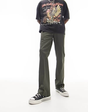 Topman raka flarebyxor i khaki