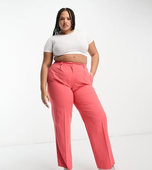 ASOS DESIGN Curve vardagliga slappa pojkbyxor i korall