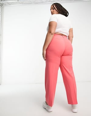 ASOS DESIGN Curve vardagliga slappa pojkbyxor i korall