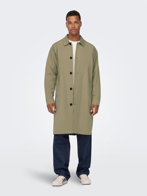 Only & Sons Men's Long Trench Coat