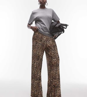 Topshop Tall leopardmönstrad plisserad byxa