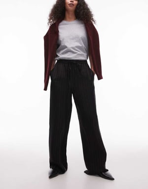 Topshop svart satintrosa med randig dragsko