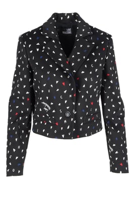 Cropped Hearts Print Blazer