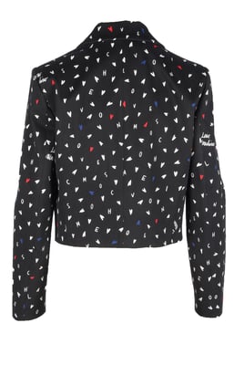 Cropped Hearts Print Blazer