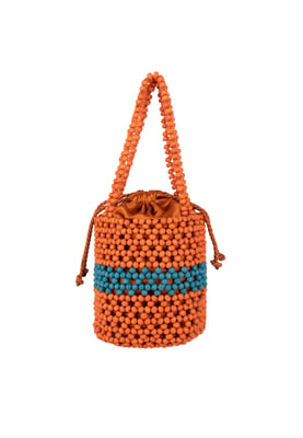 IZIA Bucketbag met kralen Dames Oranje Veelkleurig