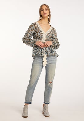 IZIA Tuniek lange mouwen Dames Blauw Goud