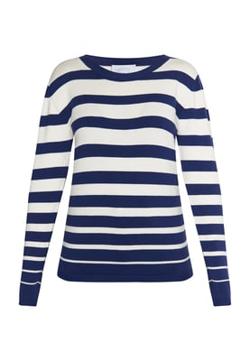 usha Gebreide trui Dames marine wol wit