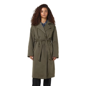 Noisy May Womens Trench Long Coat Classic Lapel Belted Jacket