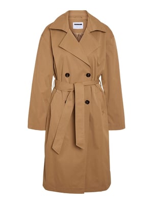 Noisy May Womens Trench Long Coat Classic Lapel Belted Jacket