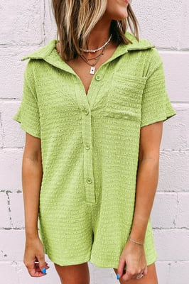Textured Knit Short Sleeve Jumpsuit