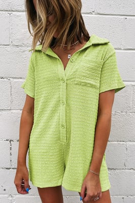 Textured Knit Short Sleeve Jumpsuit