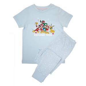Disney Meisjes Kerstmis Crew Minnie Mouse Sterren Lange Pyjama Set (Babyblauw)