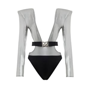 Ceintuurswimsuit met Lange Mouwen