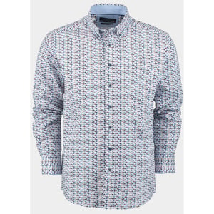Bos Bright Blue R.b. boston casual hemd lange mouw regular fit cotton 427670/324