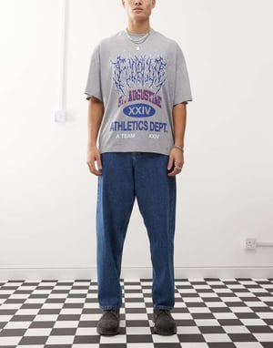 Dr Denim Kobe baggy fit jeans i pebble medelstensvask