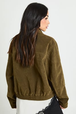 Boxy Suede Bomber Jacket
