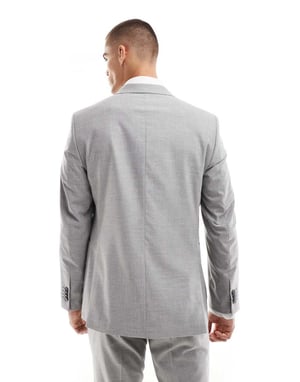 Shelby och Söner dubbelknäppt slim blazer i ljusgrå koord