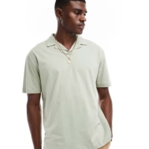 ASOS DESIGN oversized polo med ryggtryck i ljusgrön