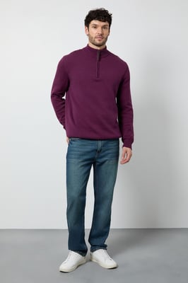 Premium Pure Cotton Half Zip Funnel Jumper