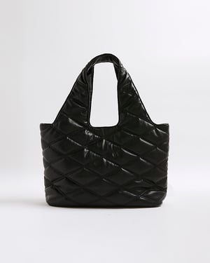 River Island Womens Slouch Bag Black Oversized Quilted Rr Tassel