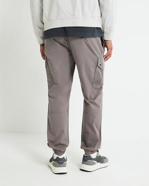 River Island Mens Cargo Trousers Grey Regular Fit