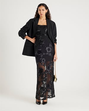 River Island Womens Maxi Dress Black Sleeveless Cornelli