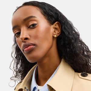 Heart With Stones Stud Earrings