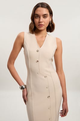 Figure Form Bandage Button Through Pencil Midi Dress