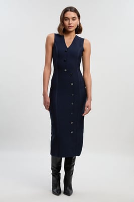 Figure Form Bandage Button Through Pencil Midi Dress