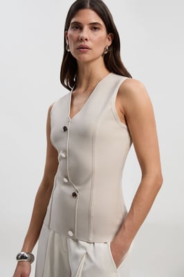 Figure Form Bandage Button Through Top