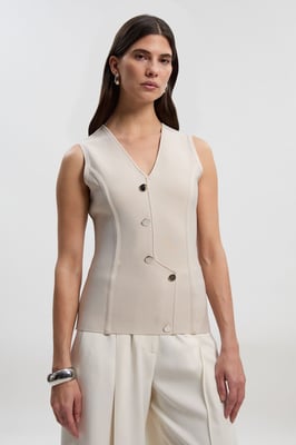 Figure Form Bandage Button Through Top
